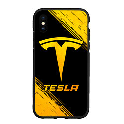 Чехол iPhone XS Max матовый Tesla - gold gradient, цвет: 3D-черный