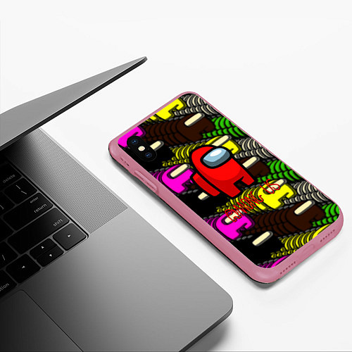 Чехол iPhone XS Max матовый Among us games / 3D-Малиновый – фото 3