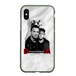 Чехол iPhone XS Max матовый Depeche Mode - Dave Gahan and Martin Gore с венком, цвет: 3D-темно-зеленый