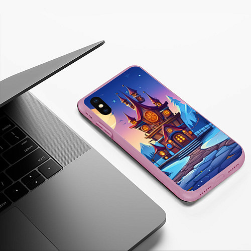 Чехол iPhone XS Max матовый Новогодний сказочный замок / 3D-Розовый – фото 3