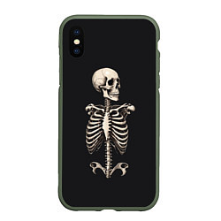 Чехол iPhone XS Max матовый Скелет улыбается, цвет: 3D-темно-зеленый