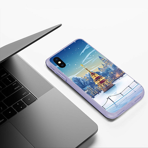 Чехол iPhone XS Max матовый Новогодняя погода / 3D-Светло-сиреневый – фото 3