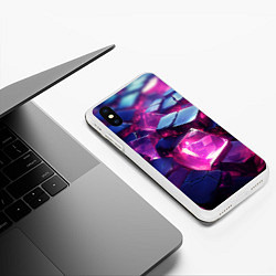 Чехол iPhone XS Max матовый Фиолетовые прозрачные кубики, цвет: 3D-белый — фото 2