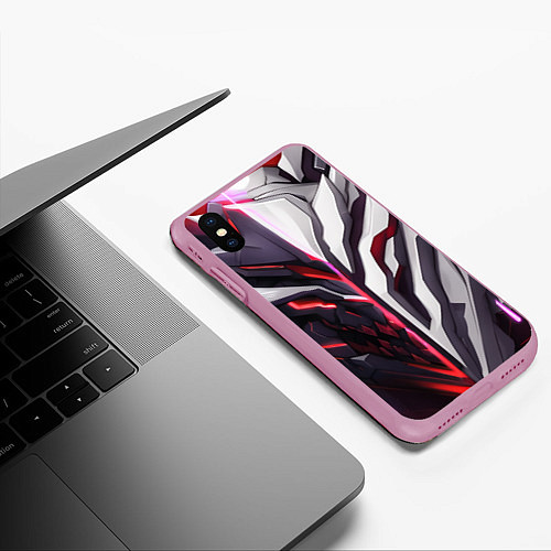 Чехол iPhone XS Max матовый Броня адская и райская красная / 3D-Розовый – фото 3