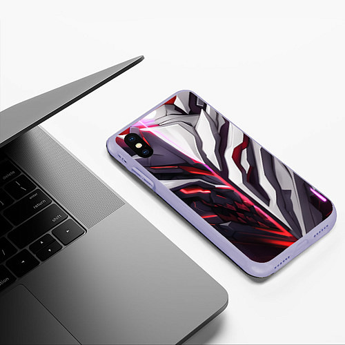 Чехол iPhone XS Max матовый Броня адская и райская красная / 3D-Светло-сиреневый – фото 3