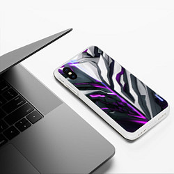 Чехол iPhone XS Max матовый Броня адская и райская фиолетовая, цвет: 3D-белый — фото 2