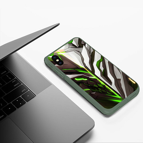 Чехол iPhone XS Max матовый Броня адская и райская зелёная / 3D-Темно-зеленый – фото 3