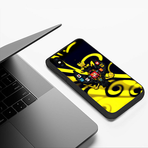 Чехол iPhone XS Max матовый Россия герб империи / 3D-Черный – фото 3