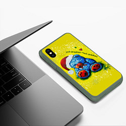 Чехол iPhone XS Max матовый Мишка: моё сердечко - твоё сердечко, цвет: 3D-темно-зеленый — фото 2