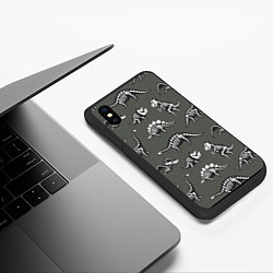 Чехол iPhone XS Max матовый Динозавры - скелеты, цвет: 3D-черный — фото 2
