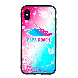 Чехол iPhone XS Max матовый Papa Roach neon gradient style, цвет: 3D-черный