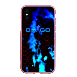 Чехол iPhone XS Max матовый CS GO синий огонь сталь, цвет: 3D-розовый