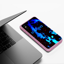 Чехол iPhone XS Max матовый CS GO синий огонь сталь, цвет: 3D-розовый — фото 2