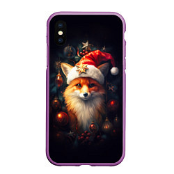 Чехол iPhone XS Max матовый New year s fox, цвет: 3D-фиолетовый