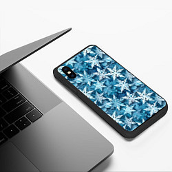 Чехол iPhone XS Max матовый New Years pattern with snowflakes, цвет: 3D-черный — фото 2