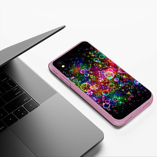 Чехол iPhone XS Max матовый Мыльные пузырики / 3D-Розовый – фото 3