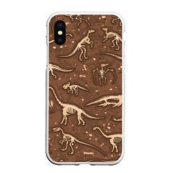 Чехол iPhone XS Max матовый Dinosaurs bones, цвет: 3D-белый