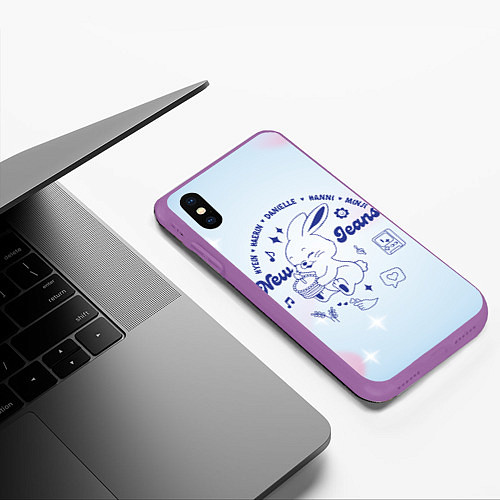Чехол iPhone XS Max матовый Newjeans bunny / 3D-Фиолетовый – фото 3