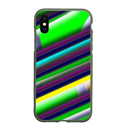 Чехол iPhone XS Max матовый Размытые абстрактные полосы, цвет: 3D-темно-зеленый