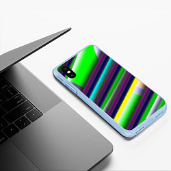 Чехол iPhone XS Max матовый Размытые абстрактные полосы, цвет: 3D-голубой — фото 2