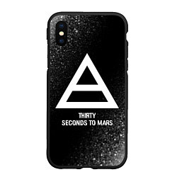 Чехол iPhone XS Max матовый Thirty Seconds to Mars glitch на темном фоне, цвет: 3D-черный