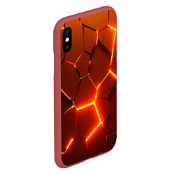 Чехол iPhone XS Max матовый Плиты абстрактные огненные, цвет: 3D-красный — фото 2