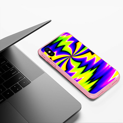 Чехол iPhone XS Max матовый Неоновая фрактальная абстракция / 3D-Баблгам – фото 3