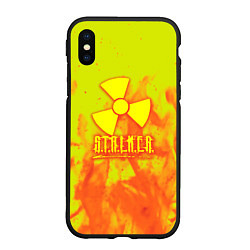 Чехол iPhone XS Max матовый Stalker yellow flame, цвет: 3D-черный