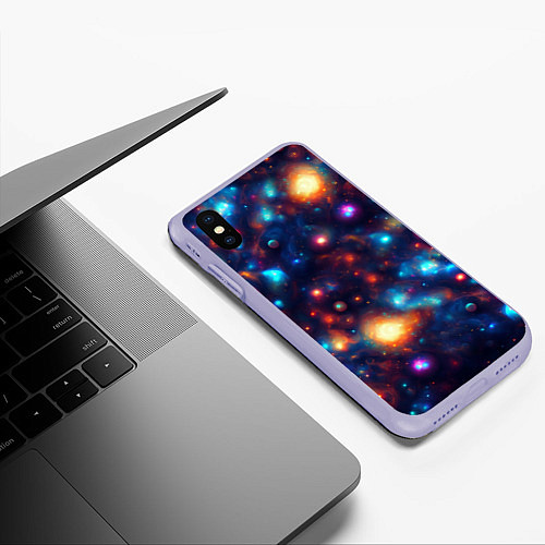 Чехол iPhone XS Max матовый Бесконечность звезд / 3D-Светло-сиреневый – фото 3