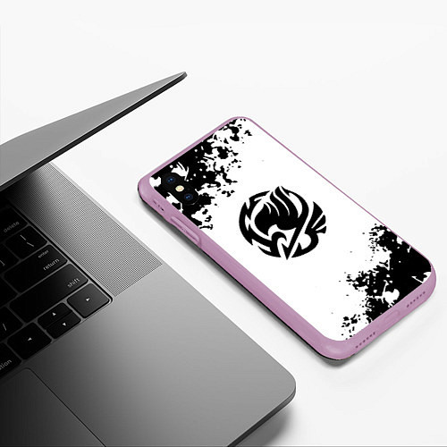 Чехол iPhone XS Max матовый Fairy Tail краски черные / 3D-Сиреневый – фото 3