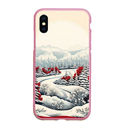 Чехол iPhone XS Max матовый Зимнее чудо, цвет: 3D-розовый