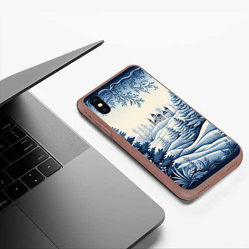 Чехол iPhone XS Max матовый Зимняя сказка 2024 / 3D-Коричневый – фото 3