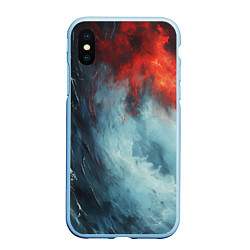 Чехол iPhone XS Max матовый Контраст воды и огня, цвет: 3D-голубой