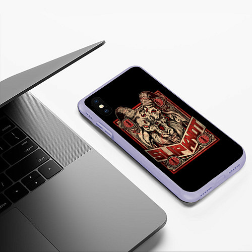 Чехол iPhone XS Max матовый Slipknot Бафомет / 3D-Светло-сиреневый – фото 3