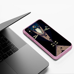 Чехол iPhone XS Max матовый Фрак тёмный с цепочками и брошью, цвет: 3D-розовый — фото 2