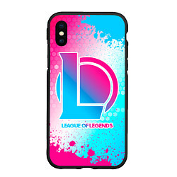 Чехол iPhone XS Max матовый League of Legends neon gradient style, цвет: 3D-черный