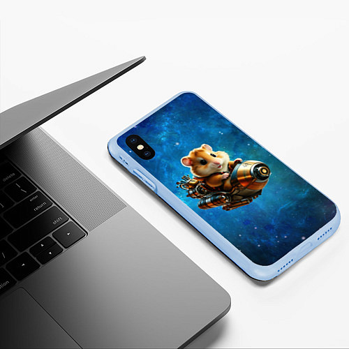 Чехол iPhone XS Max матовый Хомялёт / 3D-Голубой – фото 3