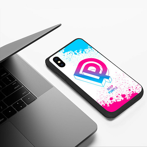 Чехол iPhone XS Max матовый Deep Purple neon gradient style / 3D-Черный – фото 3