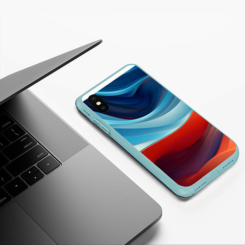 Чехол iPhone XS Max матовый Абстракция в контрасте / 3D-Мятный – фото 3