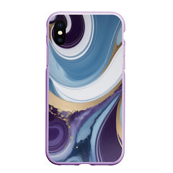 Чехол iPhone XS Max матовый Абстрактный волнистый узор фиолетовый с голубым, цвет: 3D-сиреневый