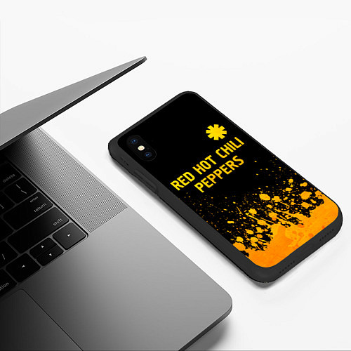 Чехол iPhone XS Max матовый Red Hot Chili Peppers - gold gradient посередине / 3D-Черный – фото 3