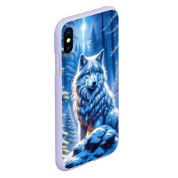 Чехол iPhone XS Max матовый Волк в зимнем ночном лесу, цвет: 3D-светло-сиреневый — фото 2