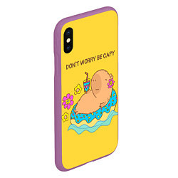 Чехол iPhone XS Max матовый Капибара dont worry be capy, цвет: 3D-фиолетовый — фото 2