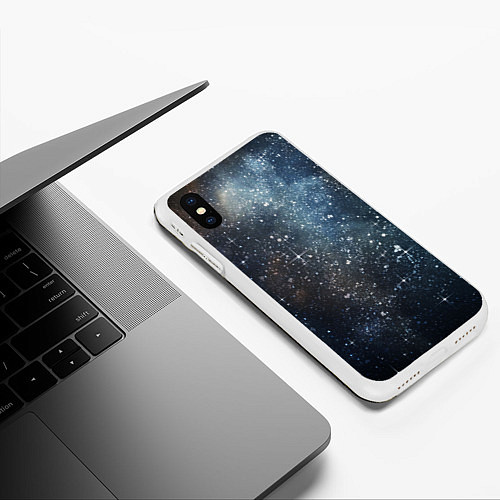 Чехол iPhone XS Max матовый Темное космическое звездное небо / 3D-Белый – фото 3