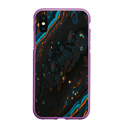 Чехол iPhone XS Max матовый Разводы на нефтяной луже, цвет: 3D-фиолетовый