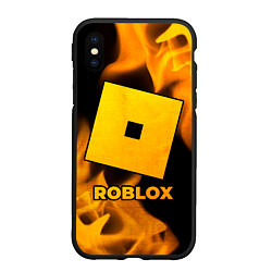 Чехол iPhone XS Max матовый Roblox - gold gradient, цвет: 3D-черный