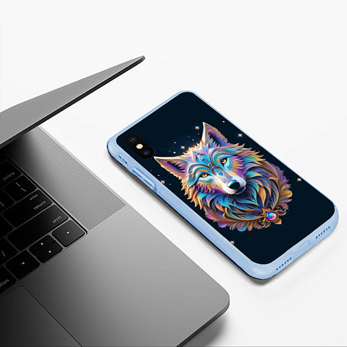 Чехол iPhone XS Max матовый Звездный волк из далекой галактики / 3D-Голубой – фото 3