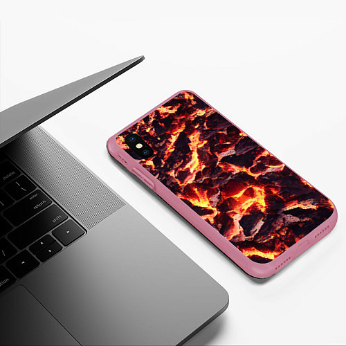 Чехол iPhone XS Max матовый Бурлящая лава / 3D-Малиновый – фото 3