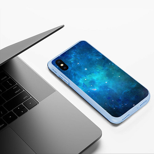 Чехол iPhone XS Max матовый Голубой космос / 3D-Голубой – фото 3
