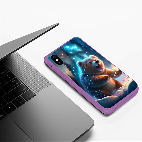 Чехол iPhone XS Max матовый Полярный мишка / 3D-Фиолетовый – фото 3